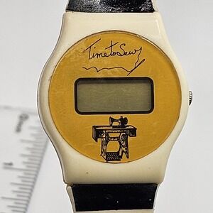 VINTAGE Ladies "TIME TO SEW" LCD Watch w/ Tape Measure Band